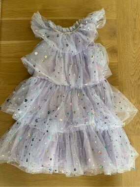lola & the loys Lavender Layered Heart Sequin Tulle Dress- size 12 girls